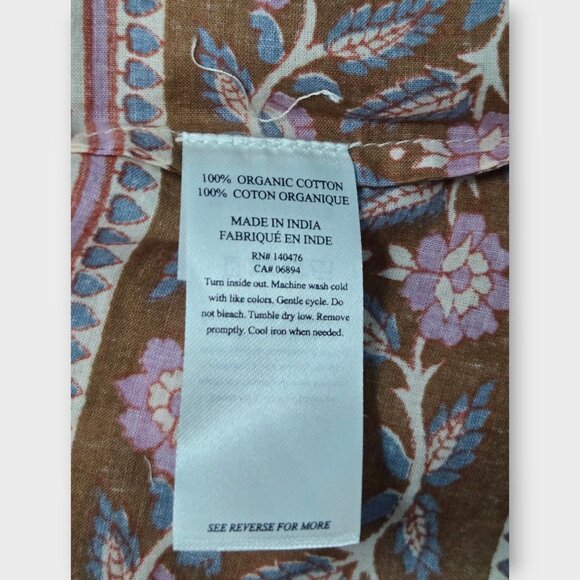 Faherty Florence Organic Cotton Boho Top Floral Earth Block Print S NWOT - Picture 5 of 9